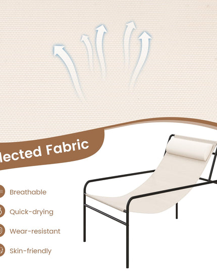 Giantex Patio Sling Lounge Chair, Modern Sling Accent Chair with Removable Headrest Pillow