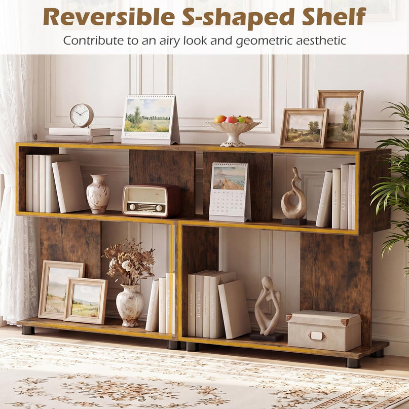Giantex 3-Tier Geometric Bookshelf for Living Room