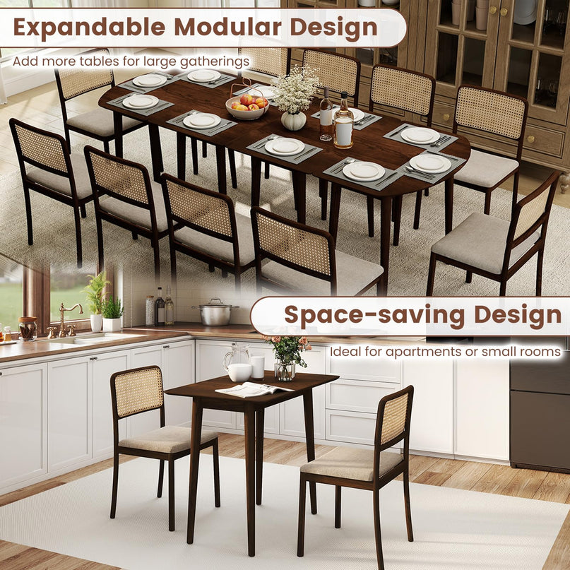 Table à manger rectangulaire Giantex 34" avec cadre en bois d'hévéa massif