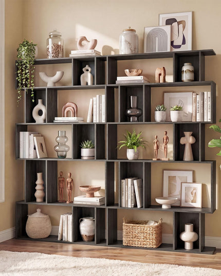 Giantex 5-Tier Bookshelf | 10-Cube Geometric Book Case with 5 Closed-Back Cubbies