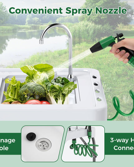 Giantex Folding Fish Cleaning Table, Fillet Cutting Station w/Sink, Faucet, Spray Nozzle, Drain Hose