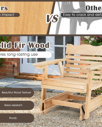 Giantex Outdoor Glider Rocking Chair - Set of 2 Wood Porch Rocker