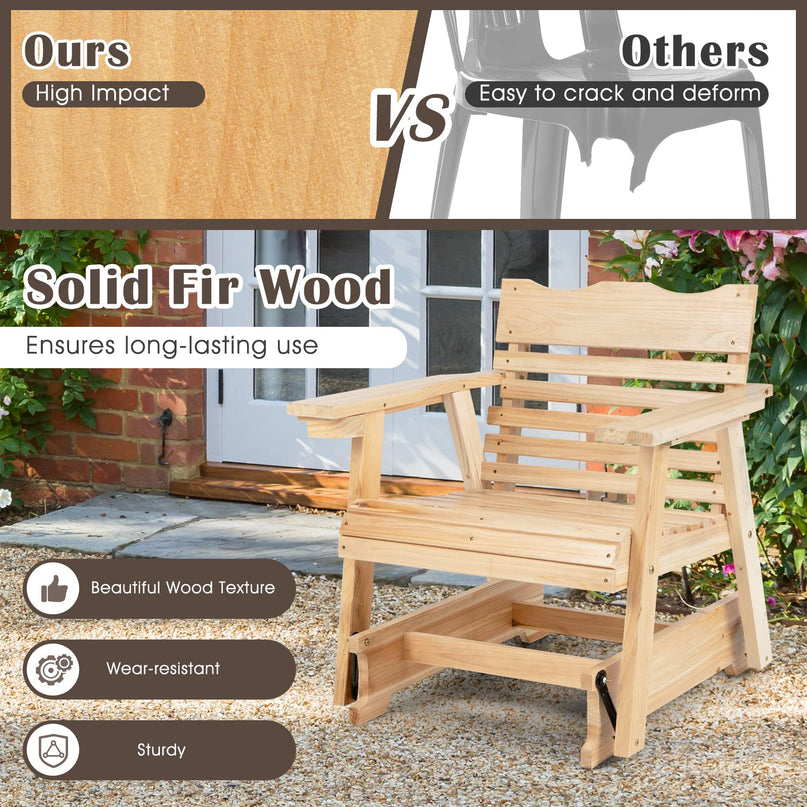 Giantex Outdoor Glider Rocking Chair - Set of 2 Wood Porch Rocker