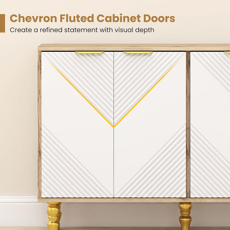 GIANTEX 47" Sideboard Buffet Cabinet with 4 Fluted Doors