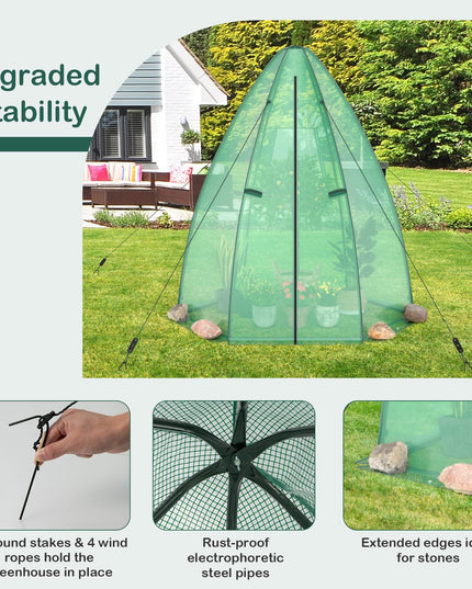 Giantex Portable Walk-in Greenhouse - 5.5’x5.5’x6’ PE Cover, Roll-up Zippered Door, Window
