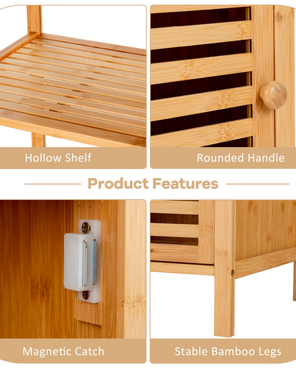 3-Tier Slim Shelving Unit with Shutter Door & Anti-Toppling Device