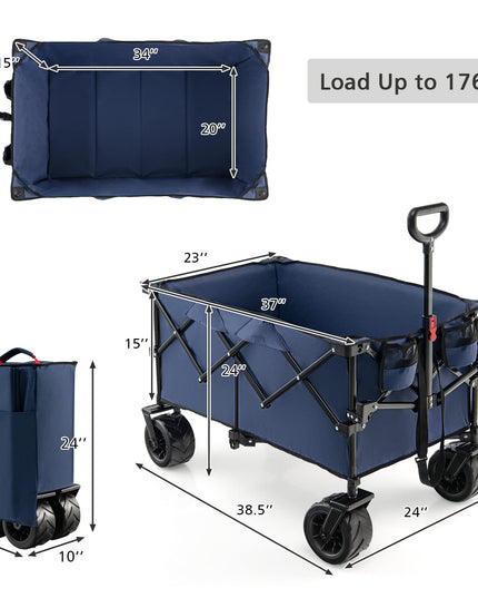 Giantex Folding Wagon Cart, Collapsible Beach Wagon with All Terrain Universal Wheels