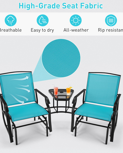 Chaises planeur d'extérieur Giantex avec table et trou pour parasol