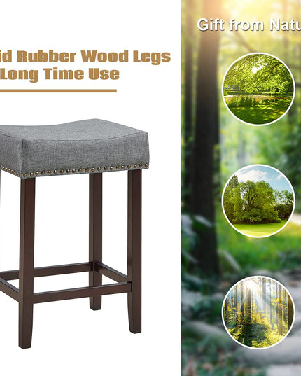Giantex Backless Counter Height Stools with Brass Nail Head Studs