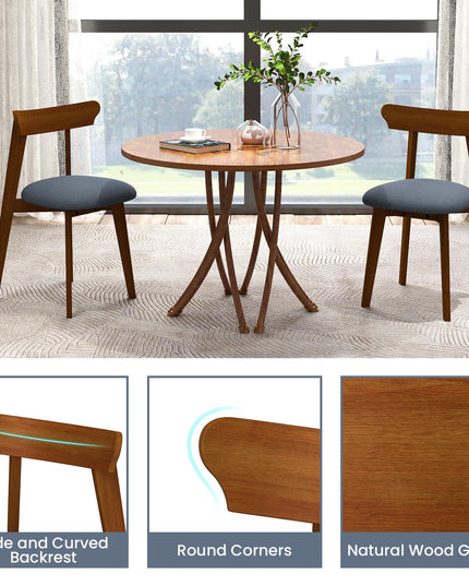 Giantex Wooden Dining Chairs Set, Mid-Century Kitchen Chairs w/Padded Seat & Curved Backrest