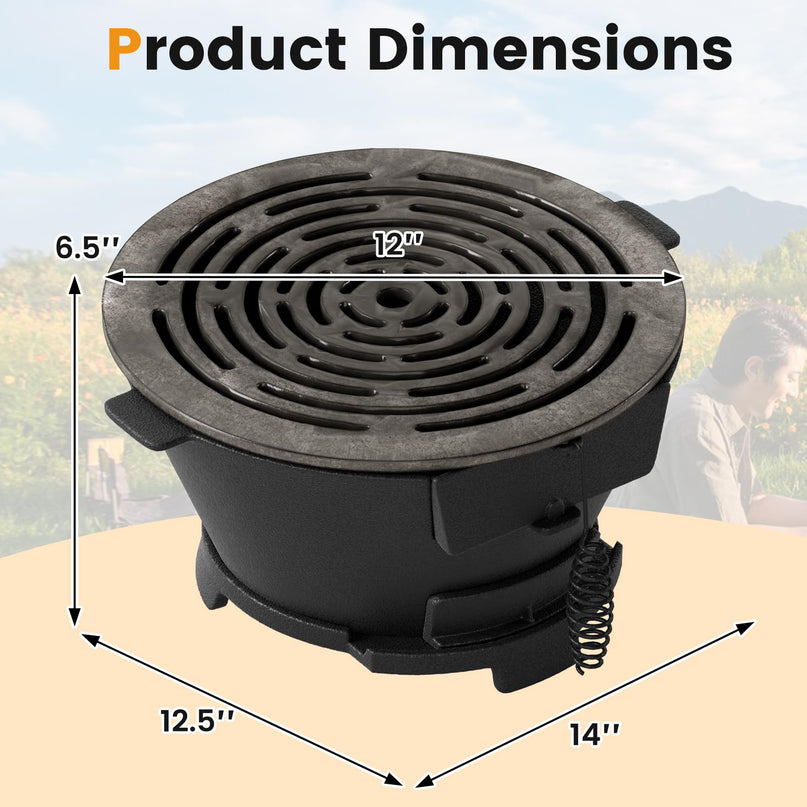 Giantex Cast Iron Hibachi Grill with Double Sided Grate
