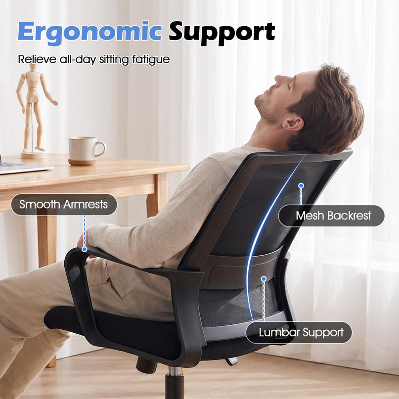 Mesh Office Chair, Mid Back Computer Desk Chair, Ergonomic Executive Chair