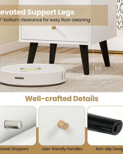 Giantex Night Stand Set 1/2 with Drawers Mid Century Modern Bedside Table