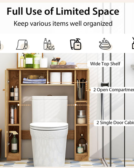 Giantex Over The Toilet Storage Cabinet, Double Door Freestanding Bathroom Organizer