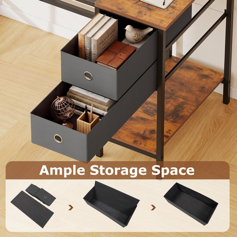 Giantex 48" Computer Desk with 2 Fabric Drawers