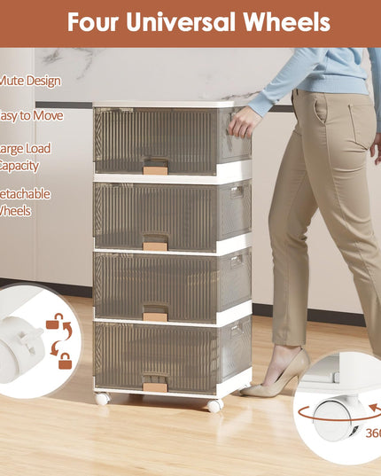 Giantex 4 Tier Stackable Storage Bins with Lids
