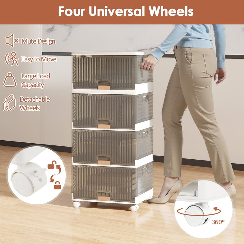 Giantex 4 Tier Stackable Storage Bins with Lids