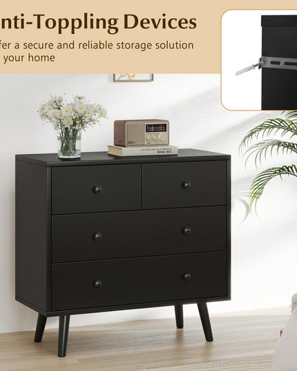 Commode large en bois Giantex à 4 tiroirs pour chambre à coucher et salon