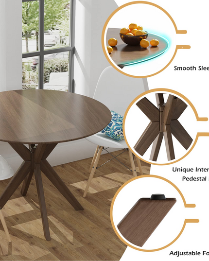 Giantex 36 Inch Round Wood Dining Table, Farmhouse Kitchen Table with Intersecting Pedestal Base & Adjustable Foot Pads