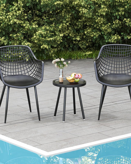 Giantex 3 Piece Patio Furniture Set, Outdoor Bistro Table and Chairs Set of 2, PP Seat & Metal Legs