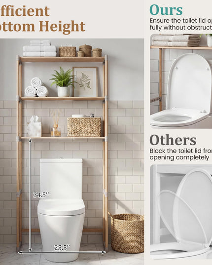 Giantex Étagère 3 niveaux en pin à suspendre au-dessus des toilettes, gain de place