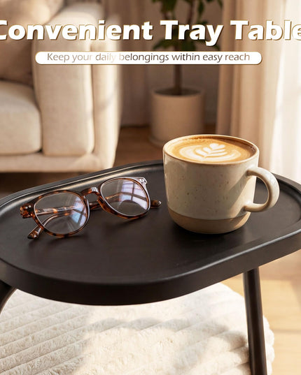 Giantex Modern Accent Chair with Tray Table Solid Metal Frame