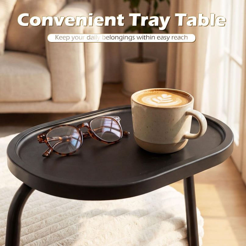 Giantex Modern Accent Chair with Tray Table Solid Metal Frame