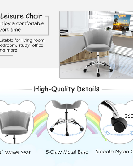 Giantex Kids Desk Chair, Comfy Home Office Task Chair with Wheels