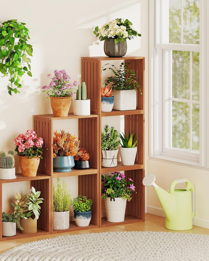Giantex Solid Wood Stacking Storage Organizers w/Open Slatted Design