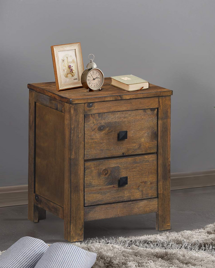 Giantex Nightstand with 2 Sliding Drawers, Full Assembled Rustic Multipurpose Storage Beside Table for Bedroom