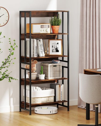 Giantex 5-Tier Bookshelf, 62" Tall Bookcase w/Tiltable Shelves, Metal Frame, Convertible Display Storage Rack