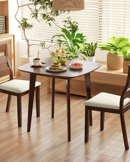 Giantex Wooden Square Kitchen Table and 2 Chairs with Padded Seat