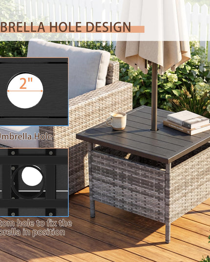 Giantex Outdoor Side Table with 2" Umbrella Hole