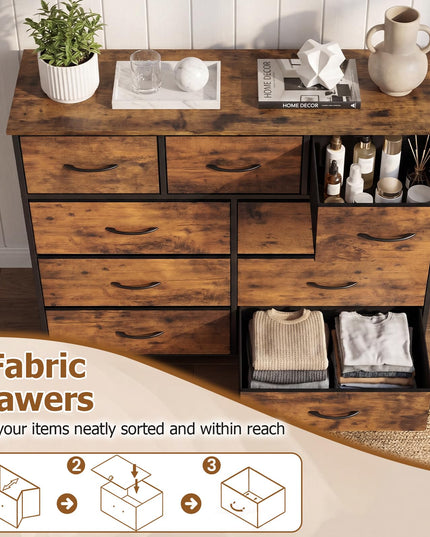 Giantex 9-Drawer Dresser for Bedroom Tall Fabric Storage Organizer Chest
