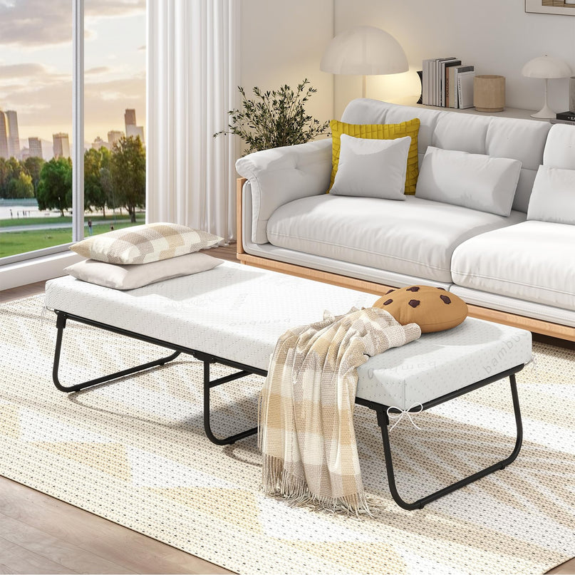 Giantex 75" x 31" Rollaway Guest Bed with Memory Foam & Heavy-Duty Metal Frame