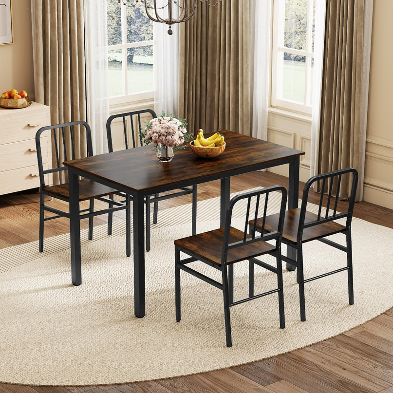 GIANTEX Metal Dining Chairs Set of 4 Industrial Kitchen Chairs
