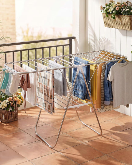 GIANTEX 60" L 2-Tier Stainless Foldable Clothes Drying Rack with Sock Clips