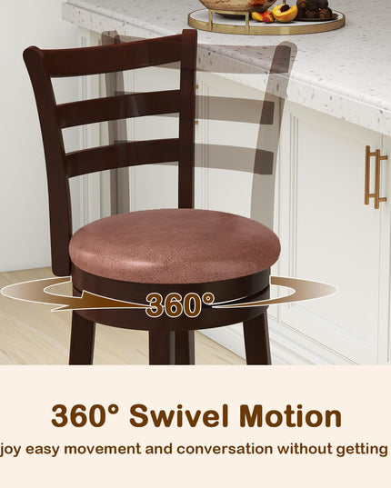 Giantex Swivel Bar Stools Set of 2/4 26" Upholstered Counter Height Bar Chairs