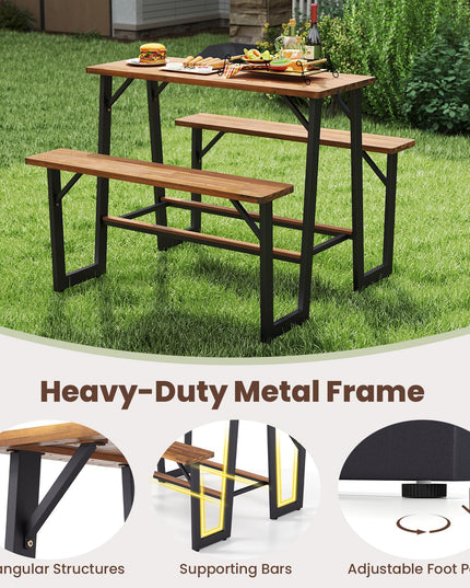 Giantex 4.5FT Picnic Table Bench Set for 4 for Porch Patio Lawn Garden