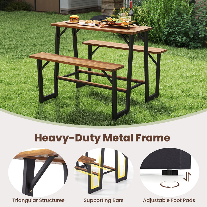 Giantex 4.5FT Picnic Table Bench Set for 4 for Porch Patio Lawn Garden