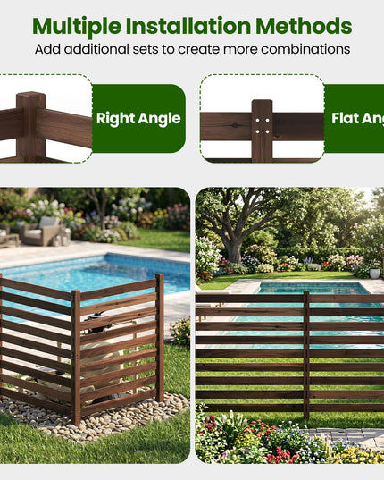 GIANTEX 2/3/4-Panel Outdoor Wood Privacy Screen Air Conditioner Fence