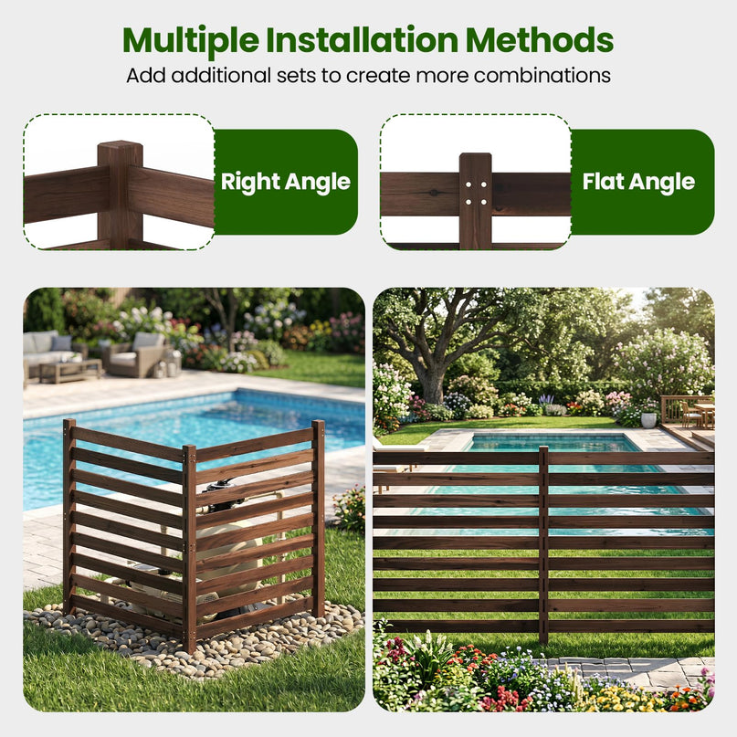 GIANTEX 2/3/4-Panel Outdoor Wood Privacy Screen Air Conditioner Fence