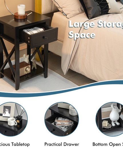 Giantex Modern X-Design Nightstand