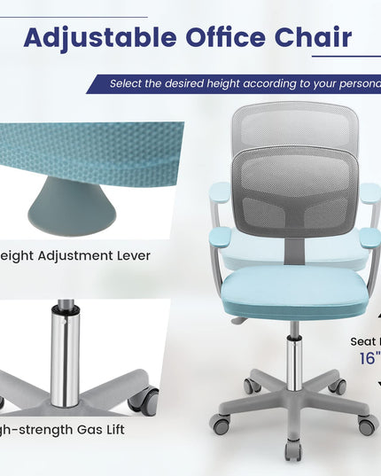 Giantex Ergonomic Home Office Chair, Mesh Low Back Desk Chair, Swivel Computer Chair with Y-Shaped Lumbar Support & Comfy Armrest