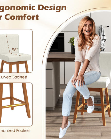 Giantex Modern Upholstered Bar Stools Set