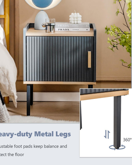 Giantex Table de Chevet avec Rangement, Table de Chevet avec Armoire à Porte Unique, Petit Espace, Gris