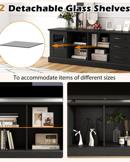 Giantex TV Stand for TVs up to 73”, Entertainment Center w/Cable Management Holes, Drawers