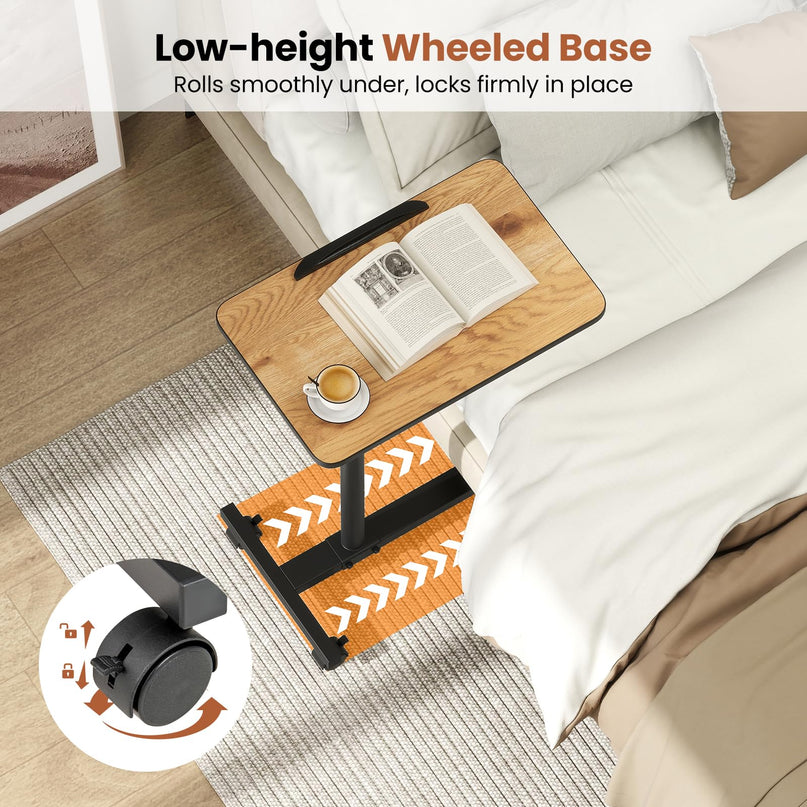Giantex Overbed Table with Wheels Medical Adjustable Bedside Table