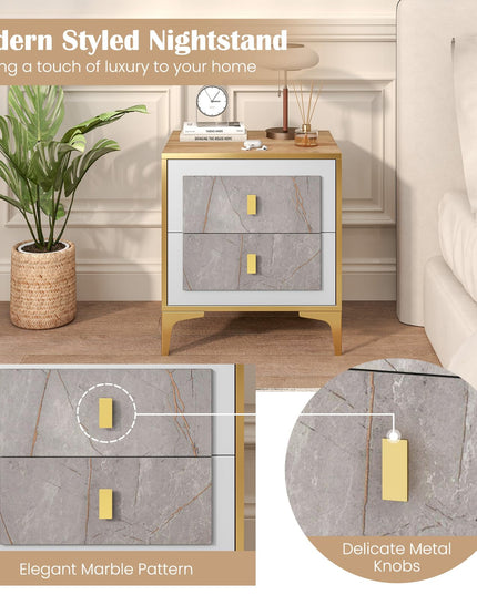 Giantex Modern Nightstand with 2 Drawers