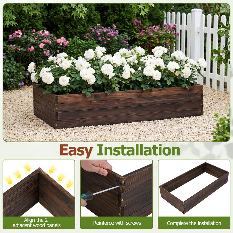 Giantex 45" x 23" Wooden Raised Garden Bed for Patio Yard Garden & Balcony